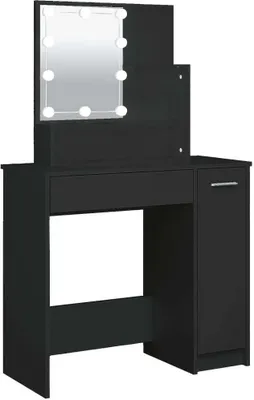 Zdjęcie produktu dla vidaXL Toaletka z diodami LED czarna 86,5x35x136 cm