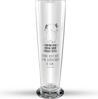 Produktbild von Mr. & Mrs. Panda Bierglas Axolotl Hurra - Transparent - Geschenk, Schwanzlurch, Glasbecher, Fröhlich, Bier Glas, Freude, Motivation, Glasbierglas, Trinkglas, Bierbecher