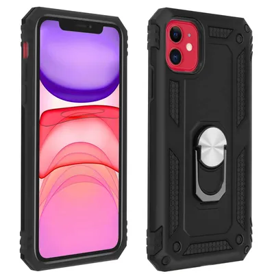 Produktbild von Avizar, Hybrid Handyhülle mit Ring Halterung für Apple iPhone 11, Schwarz