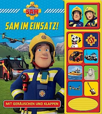 Immagine prodotto di Feuerwehrmann Sam - Sam im Einsatz! - Klappen-Geräusche-Buch mit 10 Sounds - Pappbilderbuch