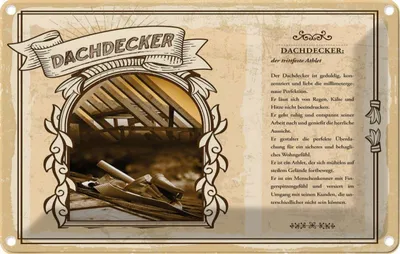 Produktbild von vianmo Blechschild 12x18 cm Dachdecker Beruf Arbeit