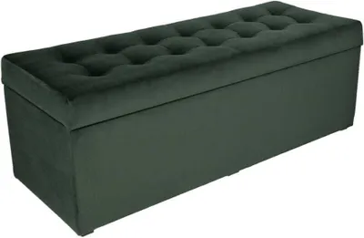 Obrázok produktu pre MG Design čalúnená stolička, 45x120 cm, farba tmavozelená - mäkký sedák, skladacia s úložným priestorom (143 l) vydrží zaťaženie do 100 kg