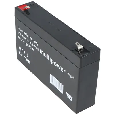 Produktbild von Multipower MP7-6 Blei Akku 6 Volt, 7000mAh mit Faston 4,8mm, 151x34x94mm