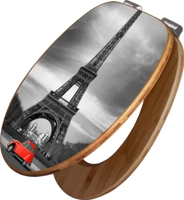 Produktbild von banjado Design WC Sitz Bambus Absenkautomatik -Paris - Toilettendeckel mit Absenkautomatik Holz/hochwertiger Bambus Klodeckel/WC-Sitz für alle gängigen Toiletten [TDB2 10062]
