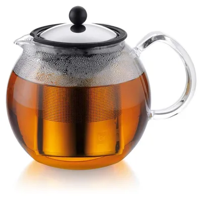 Produktbild von Bodum 1802-16 assam Teebereiter, (French Press System, PermanentEdelstahlfilter,Glasgriff),1,5L,shiny