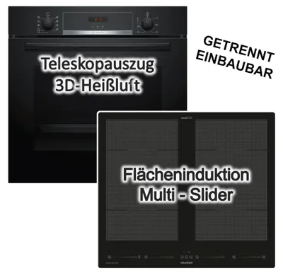 Produktbild von Herdset Bosch Backofen Teleskopauszug + Oranier Flächeninduktionskochfeld Booster autark 60cm
