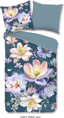 A flat lay of a floral duvet cover and pillowcase set.