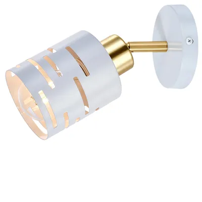 Produktbild von MasterLED Wandlampe E27 - Weiß mit Gold - Schwenkbare Innenleuchte aus Stahl - Elegant und modern