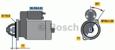 Produktbild von BOSCH 0 986 021 560 Starter Anlasser 1,1kW für TOYOTA Yaris Schrägheck (P9) 12V