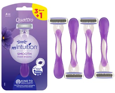 Produktbild von Wilkinson Sword - MyIntuition Quattro Smooth Violet Bloom - Einwegrasierer - 2 G