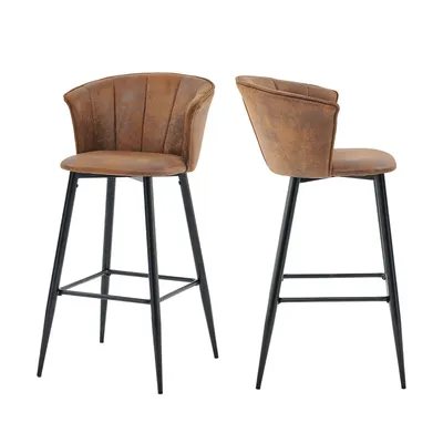 Produktbild von Meubles Cosy 2er-Set Barhocker im Industrial Stil mit Armlehnen und Rückenlehnen aus WildKunstleder – DONCIC