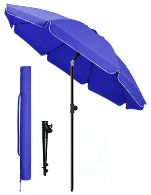 Produktbild von VOUNOT® Sonnenschirm Strandschirm 200cm mit Tragetasche und Bodenanker Blau