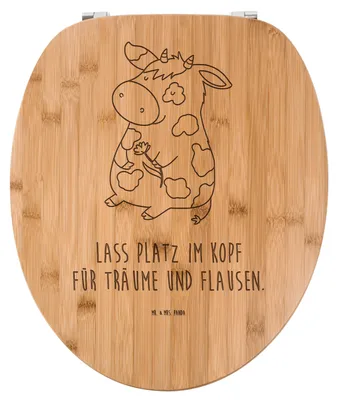 Produktbild von Mr. & Mrs. Panda WC Brille Kuh - Transparent - Geschenk, Motivtion, Bauernhof, Hof, Klobrille, Toilettendeckel, holz toilettensitz, Kühe, Spruch, WC-Brille, Träume, Sitz