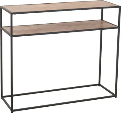 Produktbild von Moderne Zigzag Holz und Metall Konsole - Zeitlose Eleganz für Ihr Zuhause