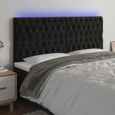 Produktbild von LED Kopfteil Schwarz 200x7x118/128 cm Samt , Kopfteile Design 2024