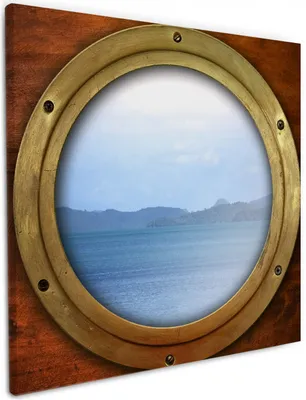 Produktbild von Wallario Premium Leinwandbild Guckloch aus dem Boot in Größe 50 x 50 cm