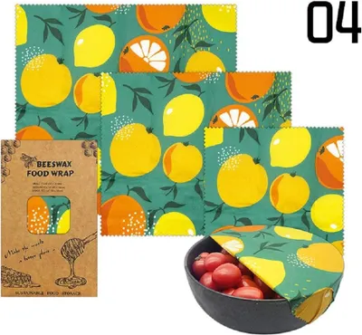Produktbild von Bienenwachstuch, Bienenwachs-Wraps, Bienenwachstücher Set, wiederverwendbares, für Aufbewahrung von Obst, Brot, Sandwiches und Schüsselabdeckungen