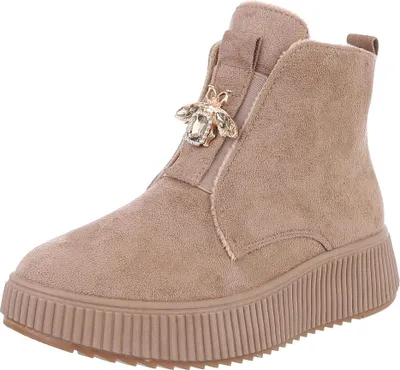 Produktbild von Ital-Design Damen Stiefeletten Keilstiefeletten Leicht gefüttert Wildlederoptik Plateaustiefeletten 90457999 Hellbraun Gr.  39