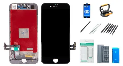 Produktbild von iPhone 8 Display - Set schwarz Premium Werkzeugset mit Schutzglas