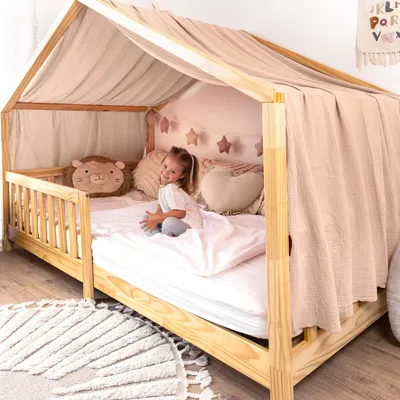 Produktbild von Himmel für Hausbett Gold aus Musselin - 320, 360 oder 420 cm