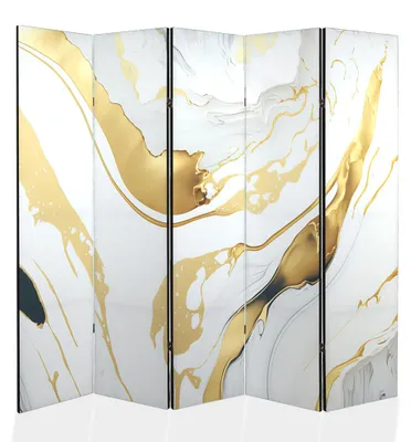 Produktbild von framed concept - Paravent Raumteiler Holz 225x172 cm, 5-teilig beidseitig, Sichtschutzwand