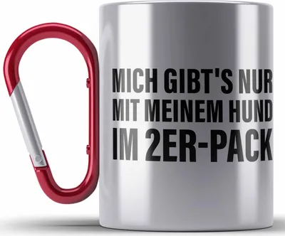 Produktbild von Trendation - Lustige Edelstahl Tasse Karabiner für Hundeliebhaber Karabiner Edelstahl Tasse Karabiner Edelstahl mit Sprüchen für Frauen Kollegin Lustig (Rot)