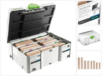 Produktbild von Festool Domino XL Sort. DS/XL D12/D14 Dübel Buche 128 Stk. BU im Systainer ( 498205 )