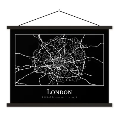 Produktbild von MuchoWow® Textilposter Karte - Stadtplan - London 150x113 cm mit holzfarbenen Rahmen - Poster