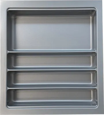 Produktbild von Besteckeinsatz Ordine für 50 cm Schrank, zuschneidbar (B 400-440 x T 450-490 mm), edelstahlfarbig, inkl. 2 Trennstege-Sets