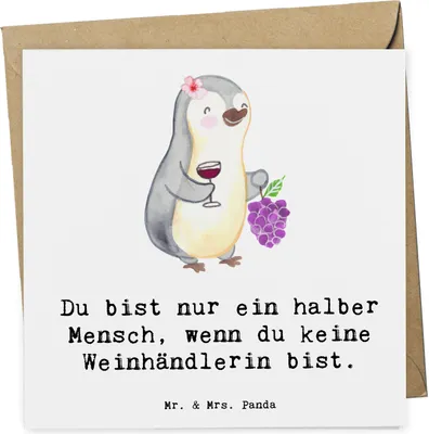 Produktbild von Mr. & Mrs. Panda Grußkarte Weinhändlerin Herz - Weiß - Geschenk, Glückwunschkarte, faltkarte, Klappkarte, anlasskarte, doppelkarte