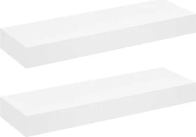 Image de vidaXL Étagère murale Étagère suspendue avec tiroirs 2 pcs. Blanc 80 cm