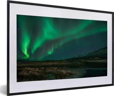 Produktbild von MuchoWow® MuchoWow® Gerahmtes Poster Nordlichter - Natur - Island 60x40 cm - Poster mit zchwarzem Bilderrahmen - Schlafzimmer - Plakat in Rahmen - Drucken
