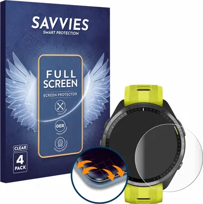 Produktbild von 4x Savvies Fullscreen Schutzfolie für Garmin Forerunner 965 / 970 Displayschutz Folie Fullcover Klar Transparent
