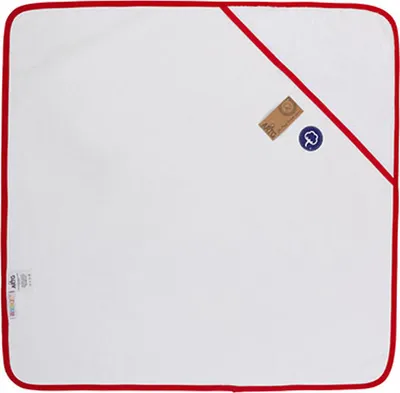 Immagine prodotto di A&R 892.50 | Babiezz ALL-Over Asciugamano con cappuccio 75 x 75 cm - Colore: Bianco/Rosso fuoco - Dimensioni: 75 x 75 cm