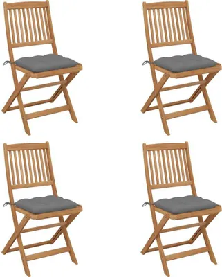 Produktbild von Klappbare Gartenstühle 4 Stk. mit Kissen Massivholz Akazie