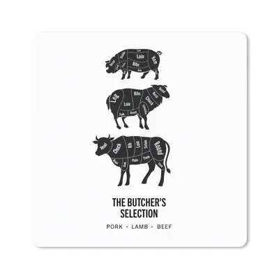 Produktbild von MuchoWow® Mauspad Mousepad Fleisch - Tiere - Kuh - Küche 20x20 cm - Mousepads - Maus Mat - Pad - Mausunterlage - Desk Mat - Bureauartikeln