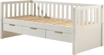 Produktbild von Kojenbett mit Schubladen Karena 211x98x86 Massivholz Weiß