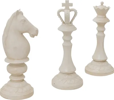 Produktbild von Schachfiguren 34cm Figur Pferd König Dame Schach Gusseisen Eisen Antik-Stil weiß
