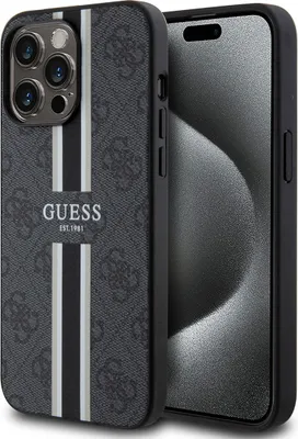 Produktbild von Guess iPhone 15 Pro Max Back cover case - 4G printed stripes - Black