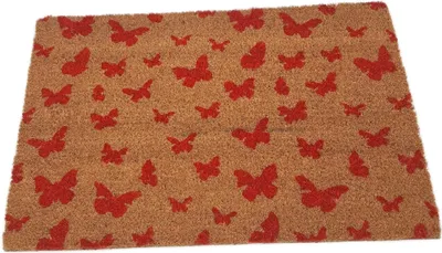 Produktbild von Relaxdays Fußmatte Kokos, Türvorleger Blüten-Motiv, 40 x 60 cm, rutschfest, wetterfest, Fußabtreter, innen & außen, bunt