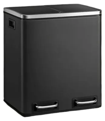 Obrázok produktu pre Systém na triedenie odpadu, 2 x 15 litrov – kôš na odpad s pedálom – hygienický – rozmer 41 x 36 x 47–73,5 cm