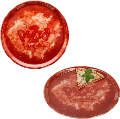 Obrázek produktu pro 2x Perfetto pizza talíř červený Ø 31,5 cm 2 osoby Porcelánový talíř na pizzu