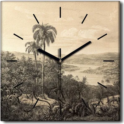 Produktbild von Coloray Uhr auf Leinwand 30x30 cm Wand Uhr Dekoration Wohnzimmer Segeltuch schwarze Hände -Naturkunstlandschaft.