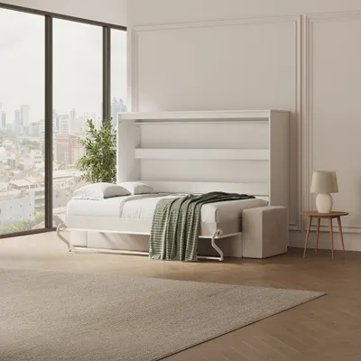 Produktbild von Schrankbett inkl.SOFA  Sandgrau  140x200 H M2 (Tiefe 55cm) Weiss