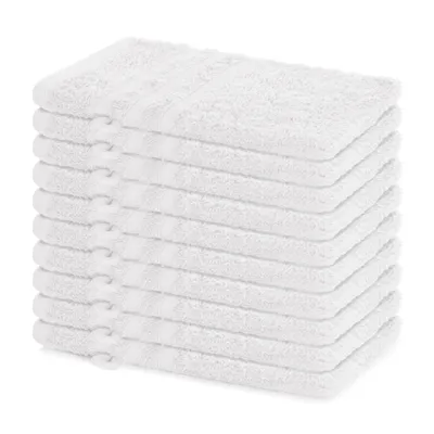 Produktbild von Lavea® 10er Set Waschhandschuh 15x21 cm – Waschhandschuhe aus 100% Baumwolle, weicher Frottee Waschlappen, – Frottierserie Elena – Weiß