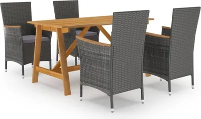 Produktbild von vidaXL 5-tlg. Garten-Essgruppe Grau