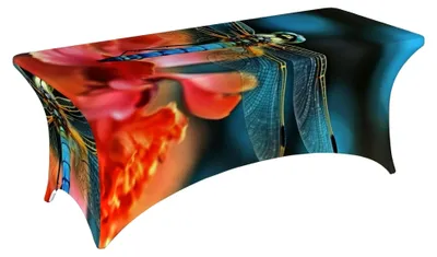 Produktbild von Rechteckige Tischdecke aus Stretch-Elasthan mit Libelle auf der Blume, dekorativ für drinnen und draußen, waschbar, geeignet für Veranstaltungen, Hochzeiten und Partys