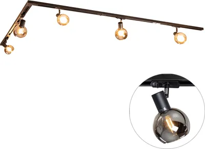 Zdjęcie produktu dla QAZQA - Nowoczesny system szyn I Reflektor punktowy I Reflektor sufitowy I Reflektor z 5-punktowym czarnym reflektorem I Reflektor punktowy I Reflektor sufitowy I Reflektor sufitowy I Reflektor I Lampa I Oprawy oświetleniowe 1-fazowe