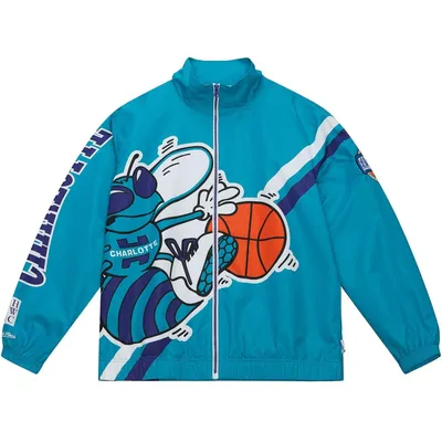 Produktbild von Charlotte Hornets NBA Mitchell & Ness Exploded Logo Warm Up Jacke Blau-L