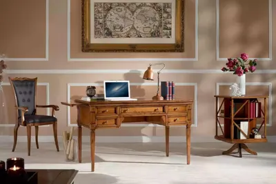 Produktbild von Klassische Büro Einrichtung Schreibtisch Bücherregal 3 tlg Holzmöbel